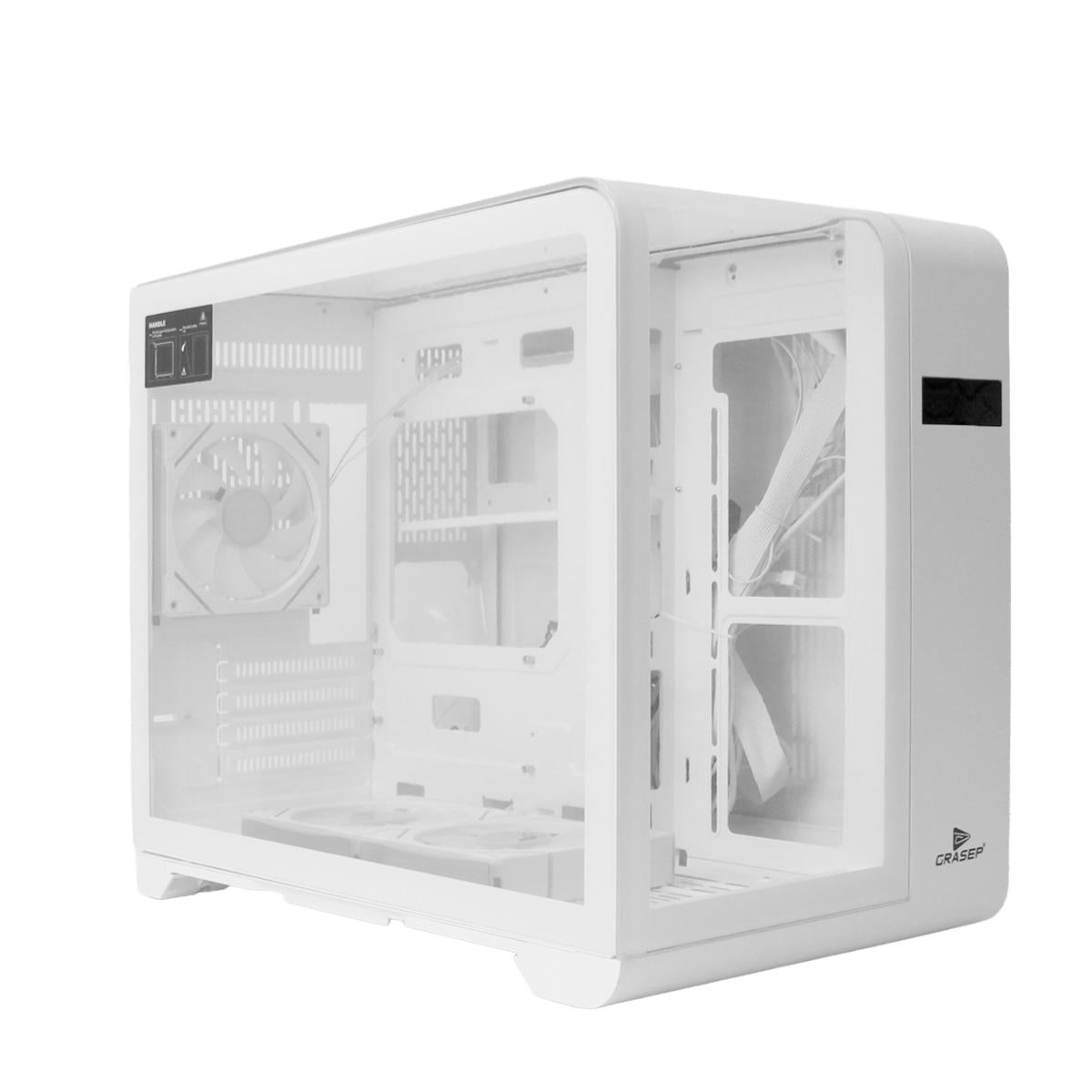 Gabinete Gaming Grasep Panorâmico com Vidro Curvo e Display Digital 3 Fans - D-MATX03