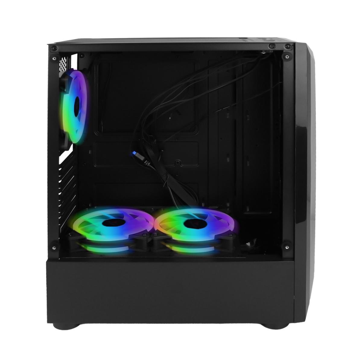 Gabinete Gamer RGB Vidro Temperado 3 Fans 120mm Grasep HUB Controladora Suporta ATX/M-ATX - D-ATX16