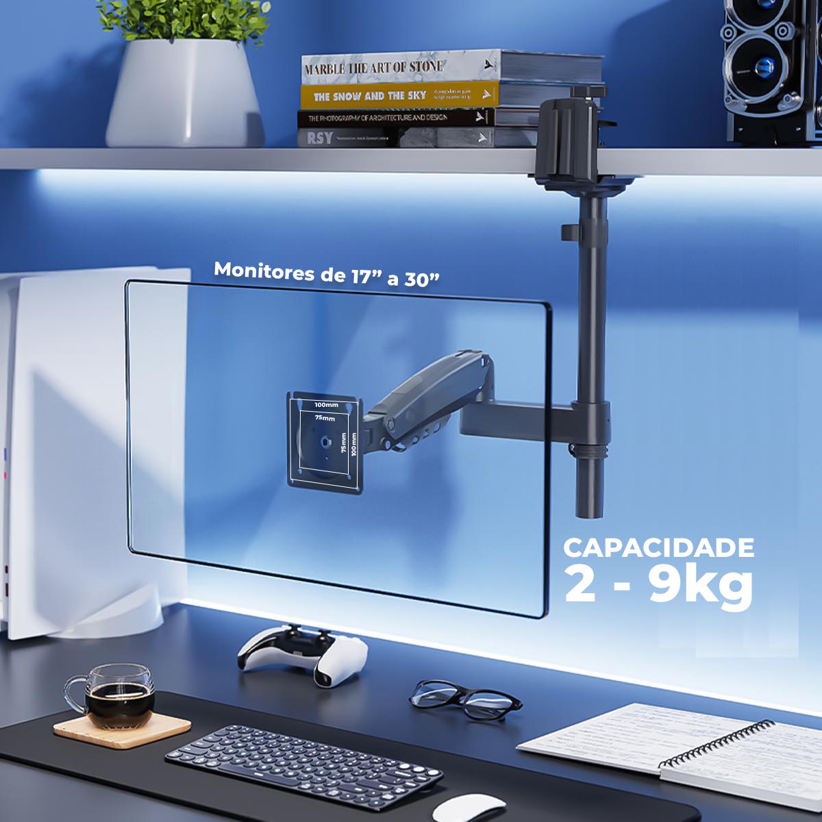Suporte Articulado Ergonômico Para Monitor 17" a 30" Onistek Pistão a Gás Rotação e Ajuste de Altura - ON-F95