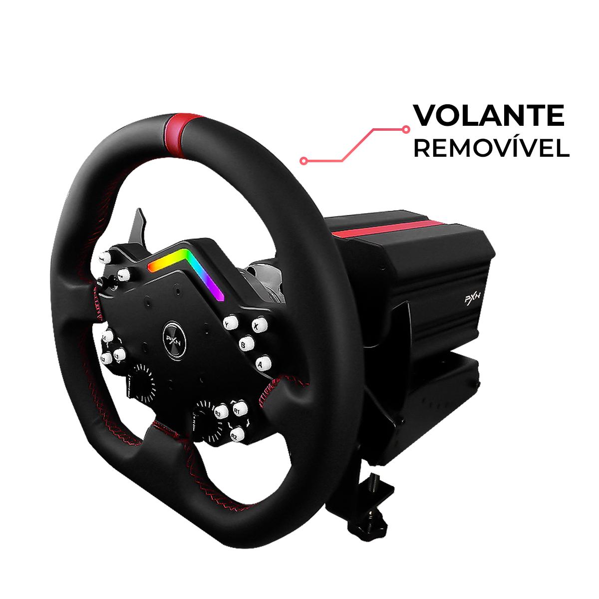 Kit Simulador de Corrida PXN V12Lite Gamer + Volante + Pedais Acelerador Freio e Embreagem Force Feedback