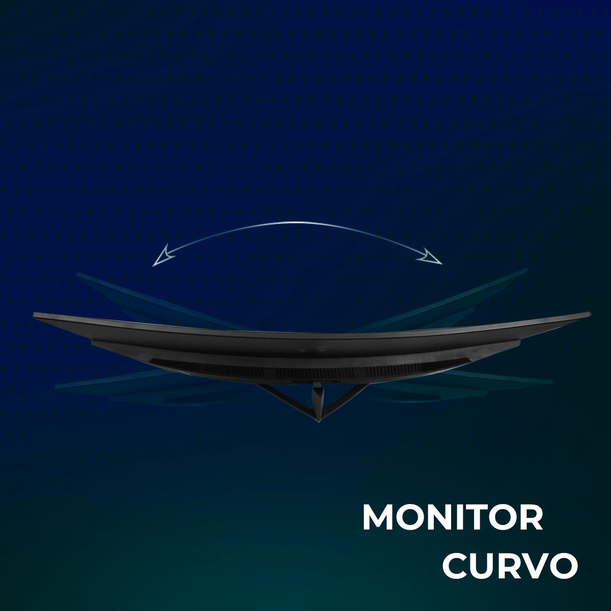 Monitor Gamer Curvo 27” Aitek Painel VA 180Hz 1ms HDMI DisplayPort G-Sync com Áudio Embutido - DELTA-M2722AC