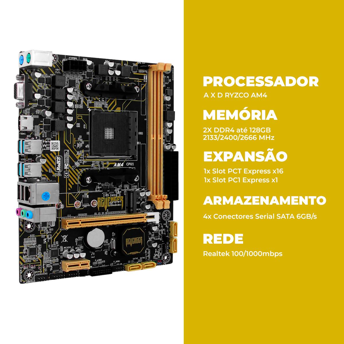 Placa Mãe Micro-ATX Chipset B550 DDR4 AM4 Revenger M.2 NVMe e USB 3.0 Velocidade e Eficiência - G-B550