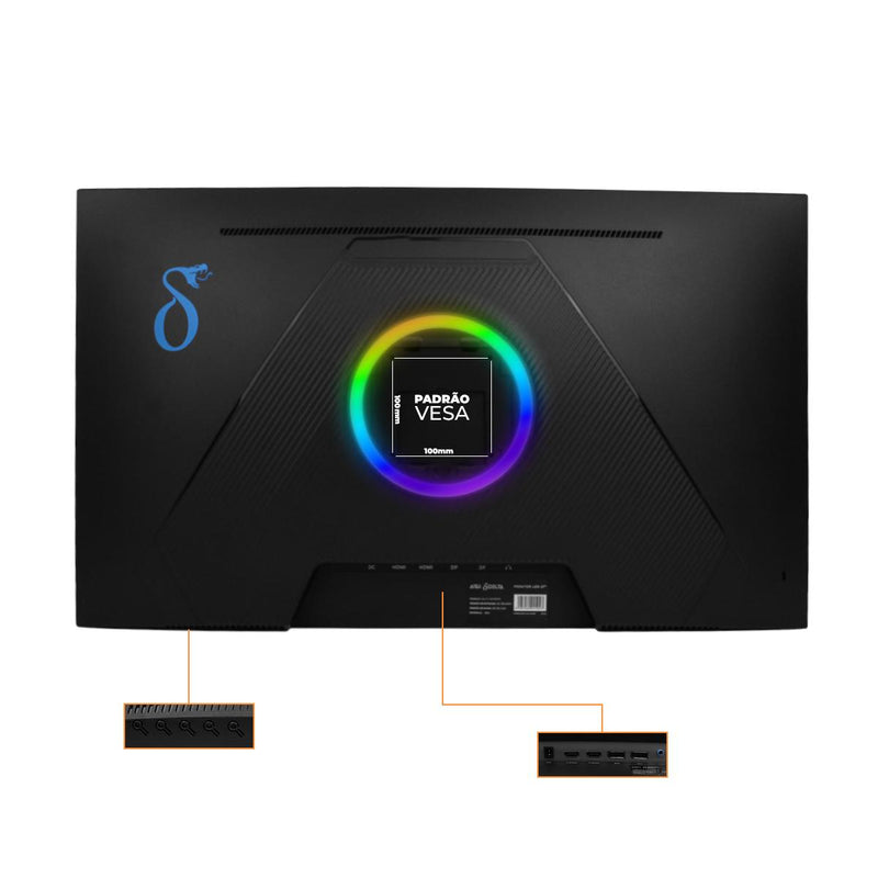 Monitor Gamer 27” Full HD Aitek IPS 540Hz 1ms HDMI DisplayPort VESA Posição Vertical Ângulo e Atura Ajustáveis - DELTA-M2718FPS