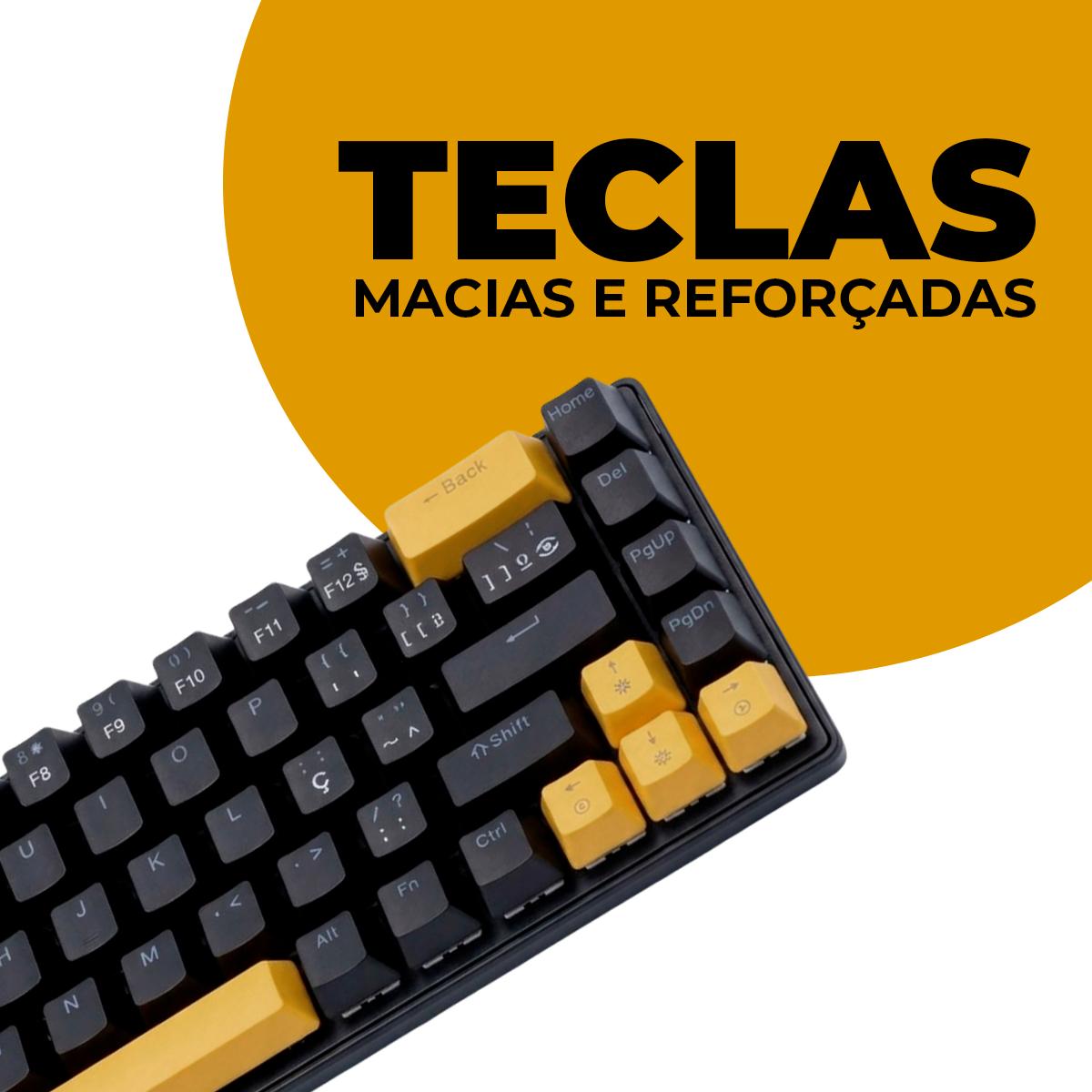 Teclado Gamer Compacto Mecânico RGB Silencioso Cabo Tipo-C Removível - ATE-M0691P-AM