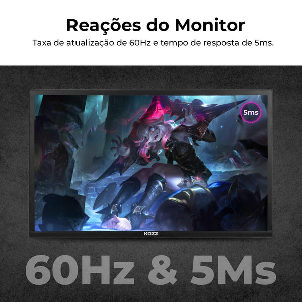 Monitor Gamer 19 Pol 60Hz 5ms HDMI VGA Redução de Luz Azul - KZ-M1900