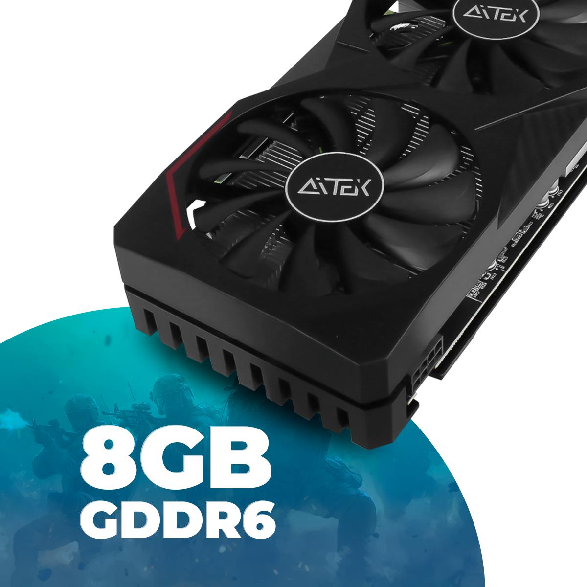 Placa de Vídeo Gamer RX6600 8GB GDDR6 Aitek 128Bit PCIe 4.0 1750MHZ DisplayPort HDMI - DELTA-RX6600
