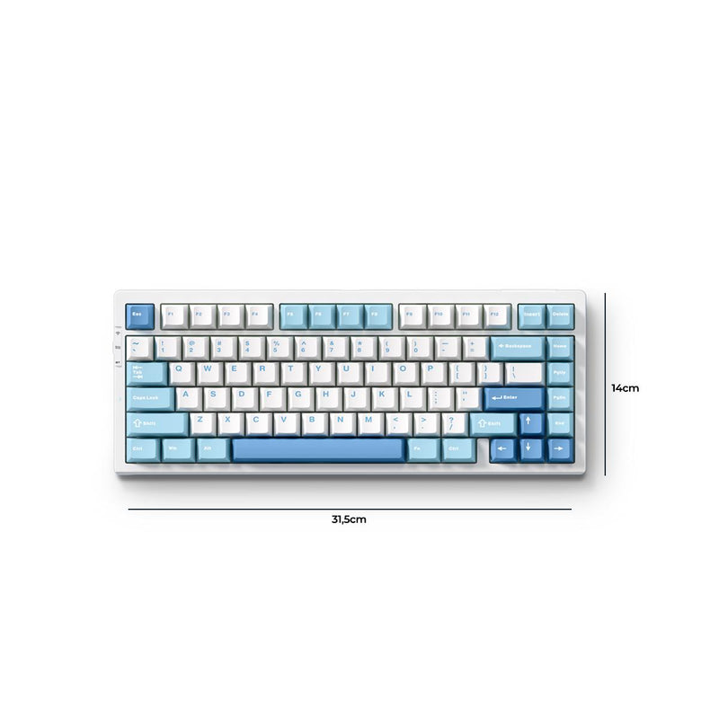 Teclado Mecânico MCHOSE G75Pro Blue Cabagge 75% Triple Mode RGB PBT