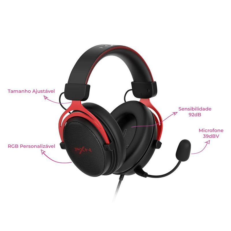 Headset Gaming Konlin II PXN Modo 7.1 RGB Microfone Removível - PXN-KONLIN-II