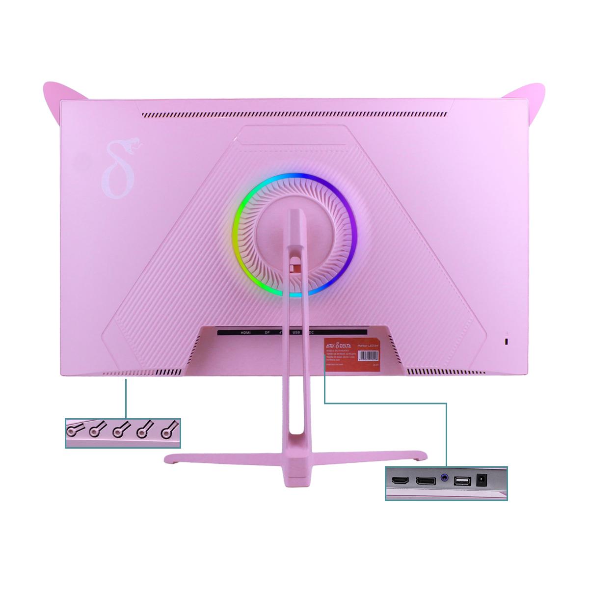Monitor Gamer Rosa 24’’ Full HD Aitek 200Hz 1ms com HDMI Displayport RGB - DELTA-M2413RA