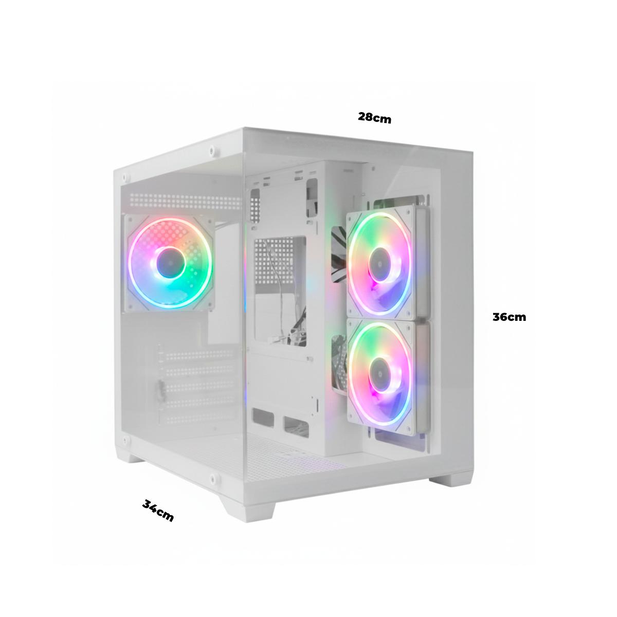 Gabinete Branco Para PC Gaming Aitek Premium com Lateral de Vidro Temperado e Suporte para Water Cooler - AGP-M33160CB