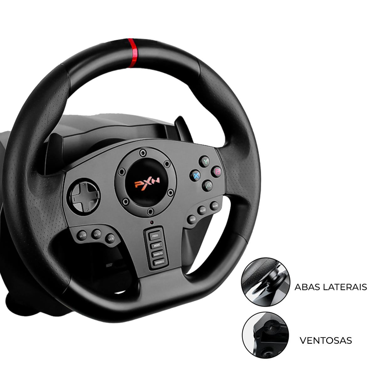Kit Simulador de Corrida PXN V900 Motor Vibração Dupla + Volante + Pedais Acelerador e Freio