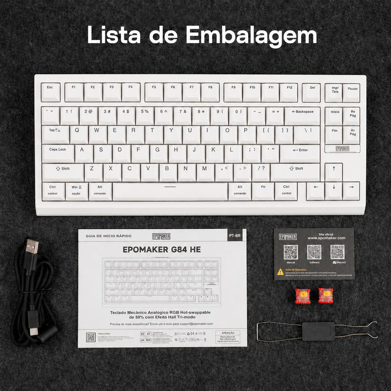 Teclado Gamer EPOMAKER G84 HE 80% Switches Magnéticos Creamy Jade Conexão Tri-Mode