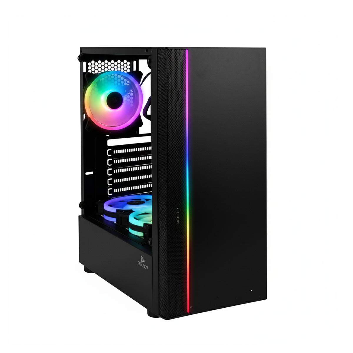 Gabinete Gamer Mid Tower Grasep 3 Fans RGB, Lateral Acrílico e HUB - D-ATX14