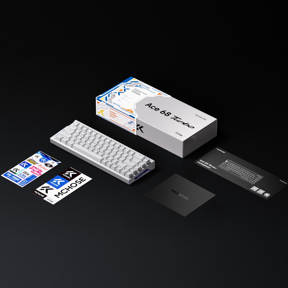 Teclado Gamer MCHOSE Ace 68 Turbo Branco Hall Effect 65% Light Bar Dinâmico