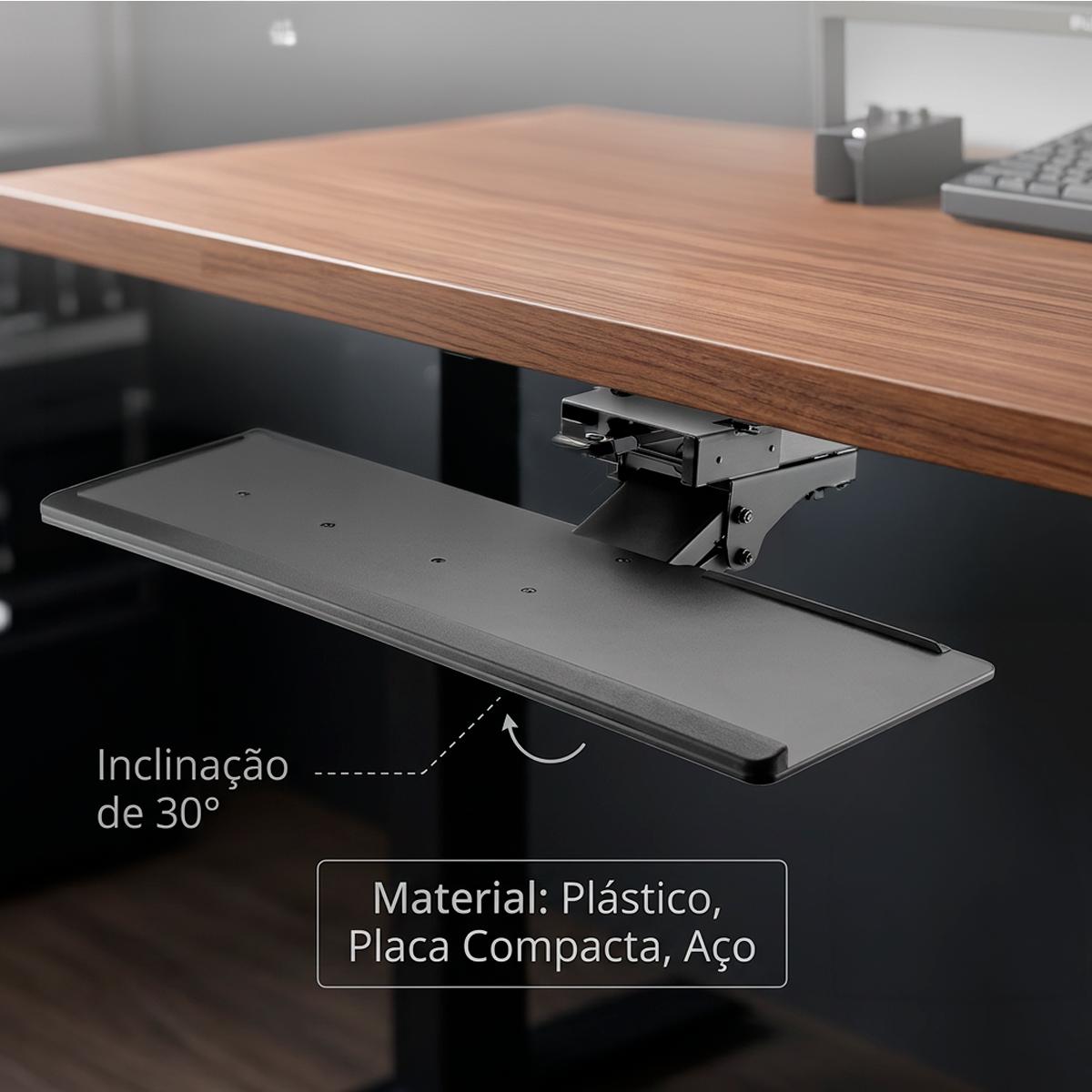 Suporte Retrátil Para Teclado Oderço com Apoio em Gel Bandeja Ergonômica Ajustável com Trilho Deslizante para Mesa - PLMST01A