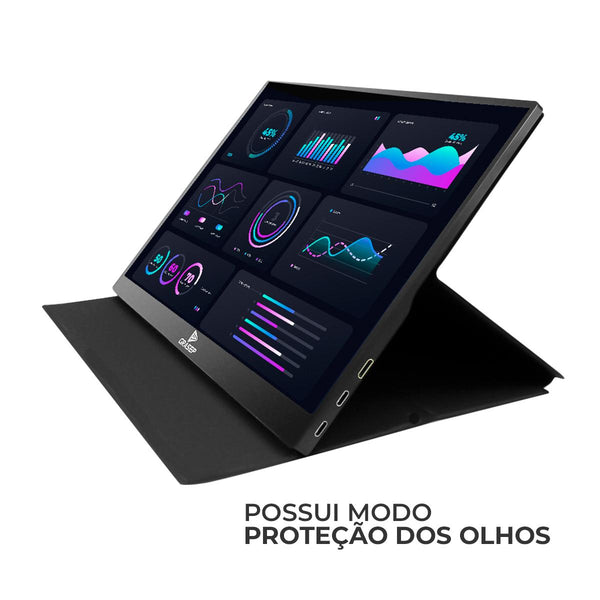 Monitor Portátil 15,6’’ Grasep Full HD IPS 60Hz USB-C/ HDMI Som Estéreo Gamer Slim - D-TELA2