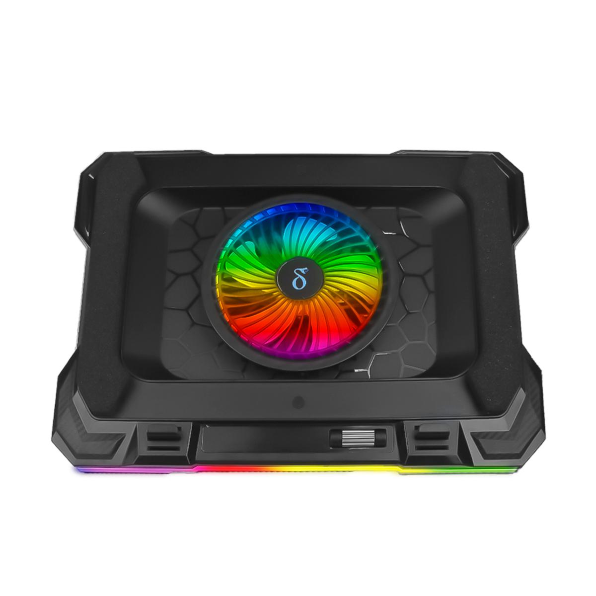 Base Cooler para Notebook RGB Aitek 7 Ângulos Ajustáveis com Suporte para Celular e Ventoinha 14cm - DELTA-B3112GG