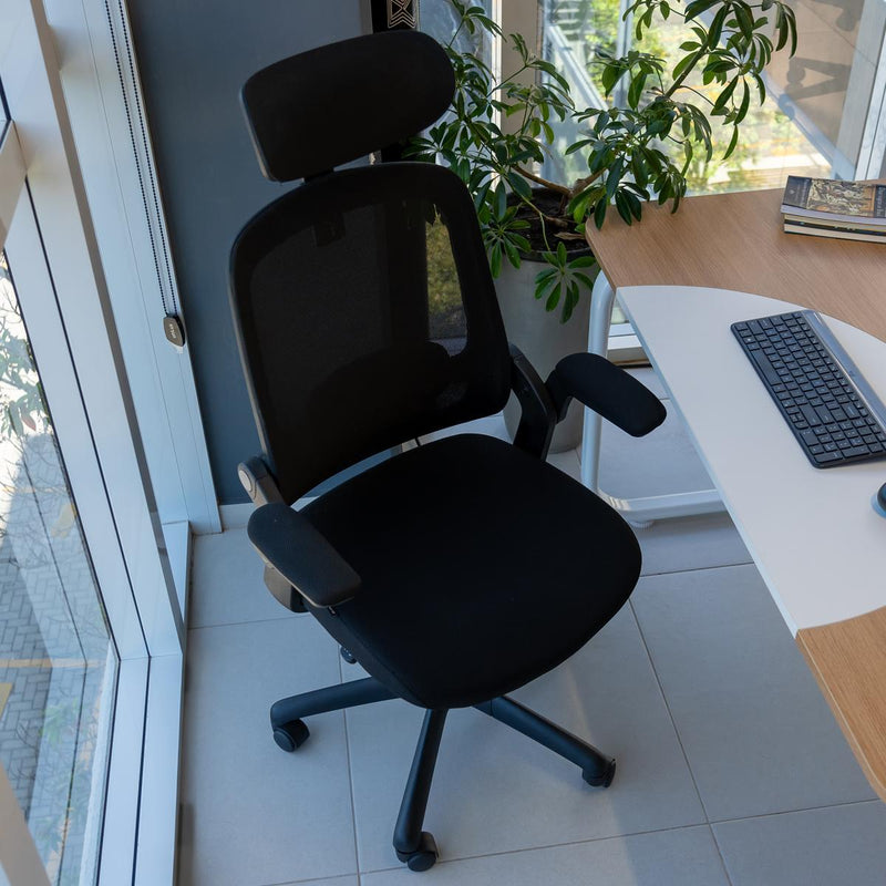 Cadeira de Escritório Ergonômica Elements Astra Apoio Lombar e Cabeça Ajustáveis para Uso Prolongado - ELEM-70038