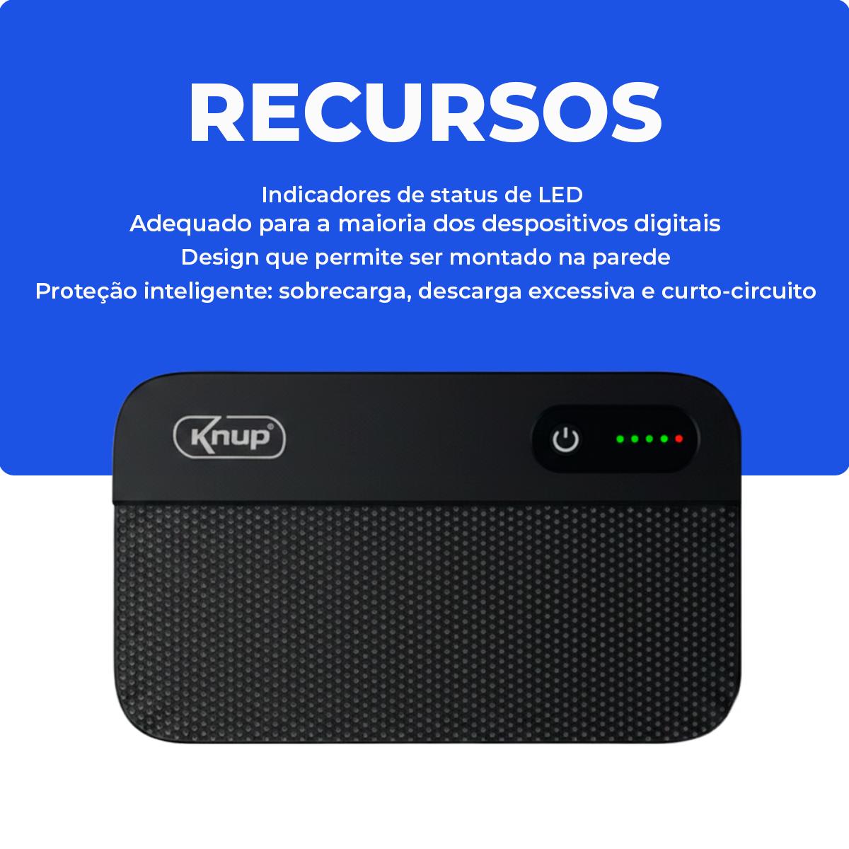 Mini Nobreak Knup DC Bivolt 18W Para Roteador Câmera e Modem - KP-TC44