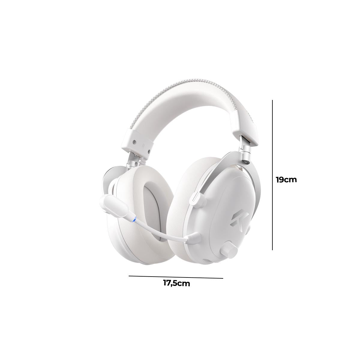 Headset Gamer MCHOSE V9 Turbo Branco Silver 200h Bateria Base Magnética RGB Wireless
