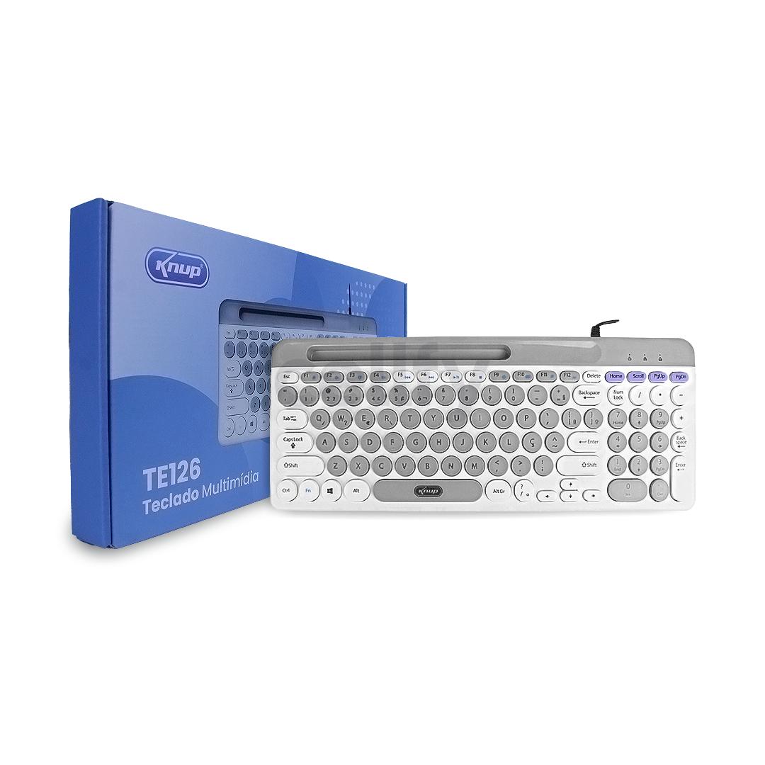 Teclado Multimídia USB ABNT2 Knup Teclas Redondas Silencioso Antiderrapante - KP-TE126