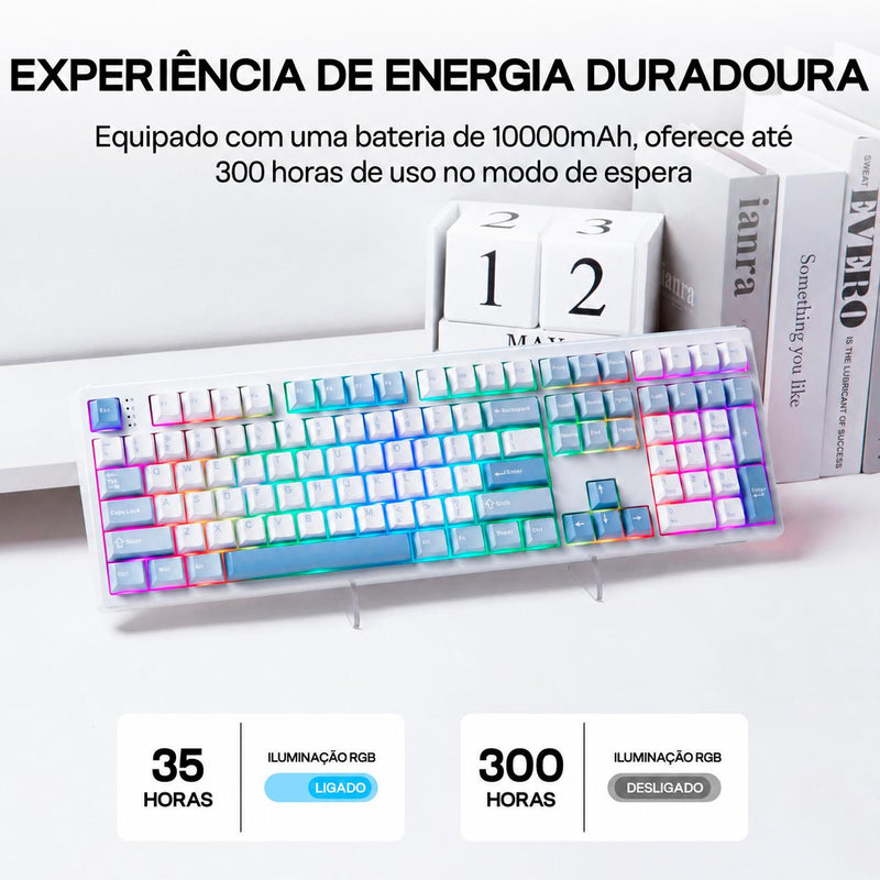 Teclado Gamer EPOMAKER TH108 Tri-Modo com RGB South-Facing
