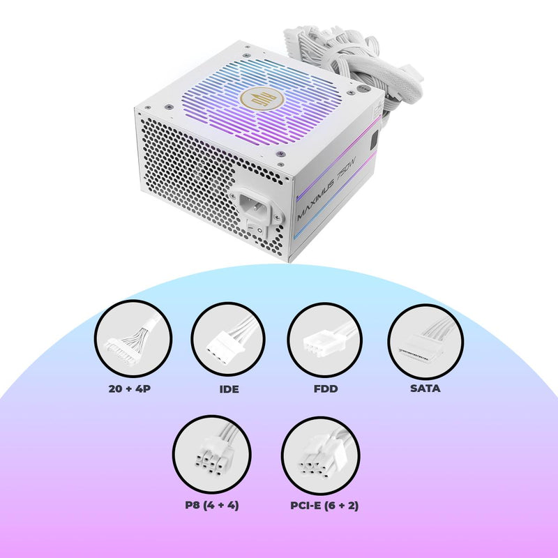 Fonte ATX Gamer 750W Revenger RGB 80 Plus Bronze Bivolt Silenciosa Ventoinha 120mm - FO-MAX06RGB