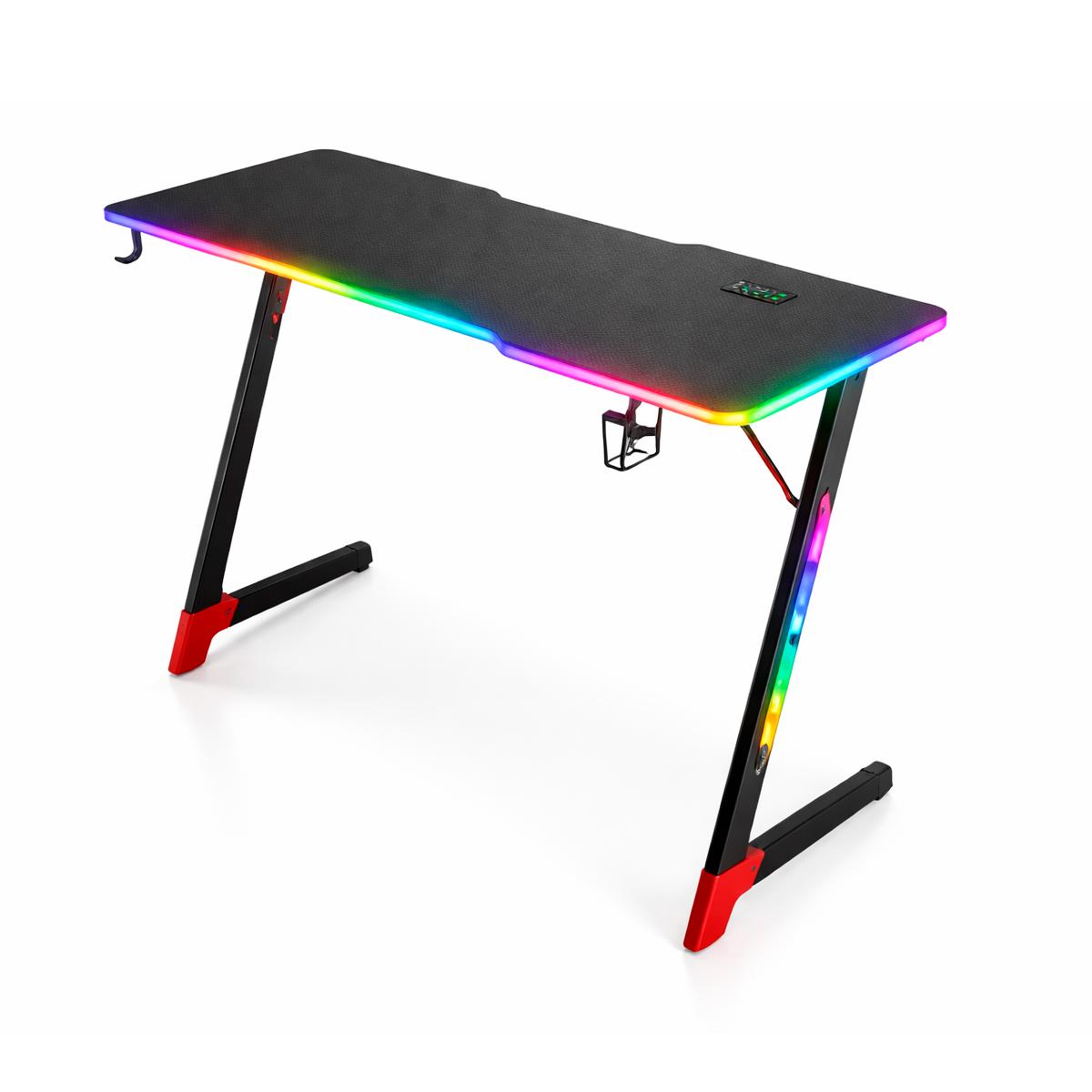 Mesa Gamer Aitek RGB Iluminação Pro Espaçosa Resistente Suporte para Fone Copo - DELTA-M1205Z