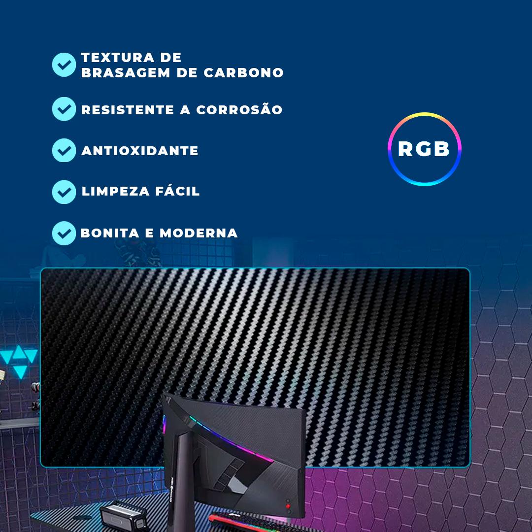 Mesa Gamer RGB 120cm Aitek com Porta Copos e Suporte Headset Escrivaninha - DELTA-M1202K
