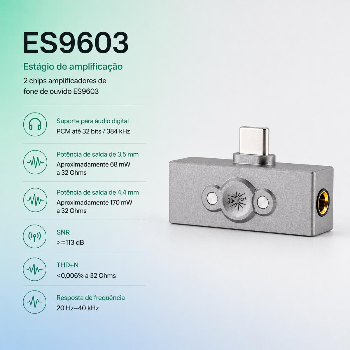 Amplificador De Fone USB-CAllegro Pro Kiwi Dac Até 170mW e Saídas P2 e 4.4mm