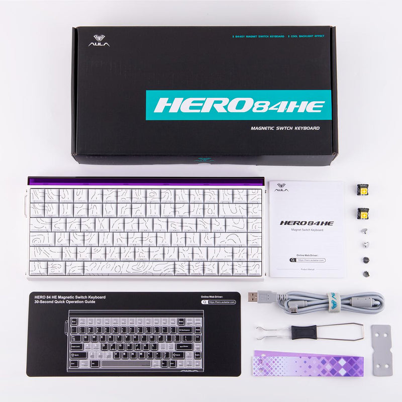 Teclado Mecânico AULA Hero 84 HE 75% RGB Isolamento Acústico