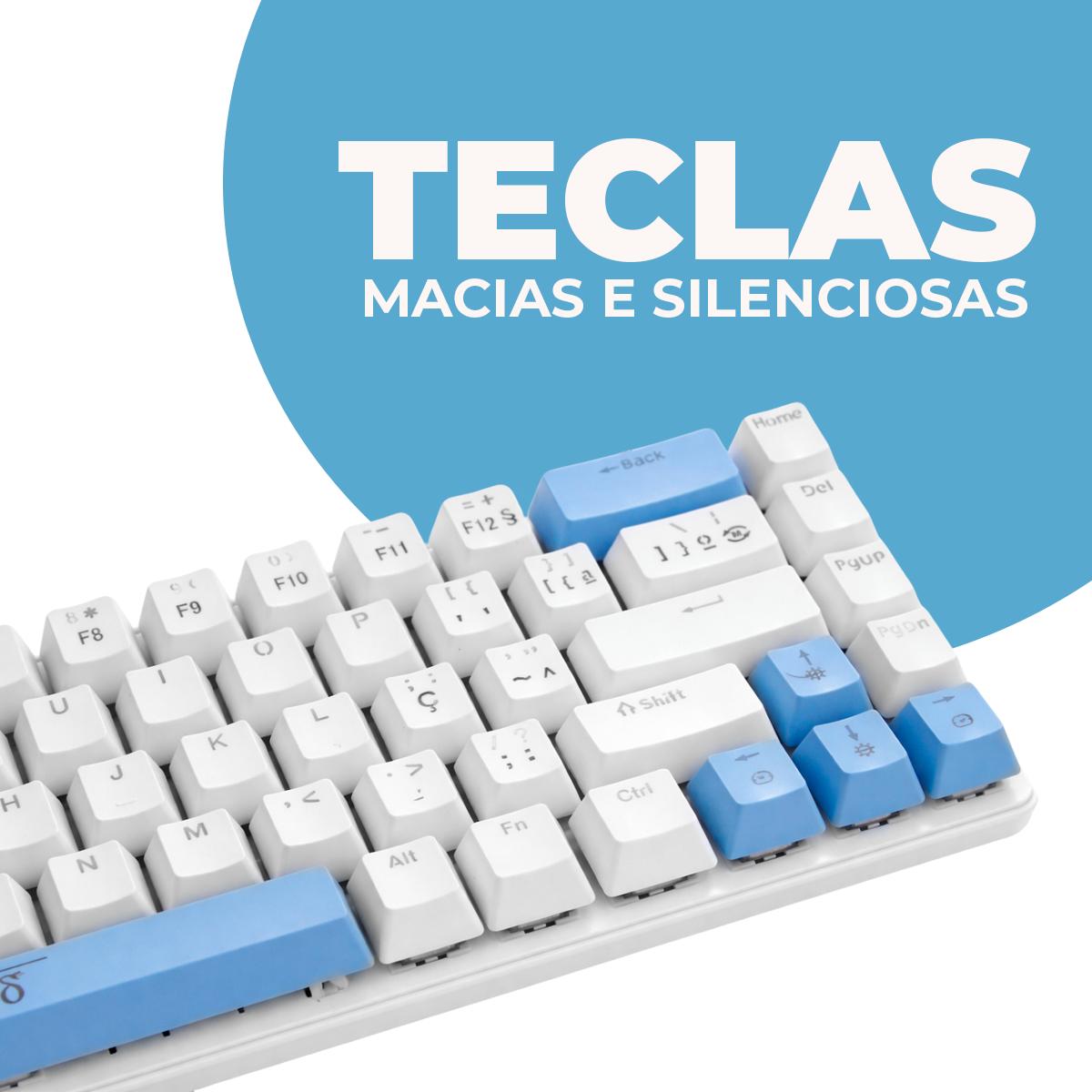 Teclado Gamer Mecânico Aitek RGB Compacto 68 Teclas Cabo USB-C Removível - DELTA-TM0691B