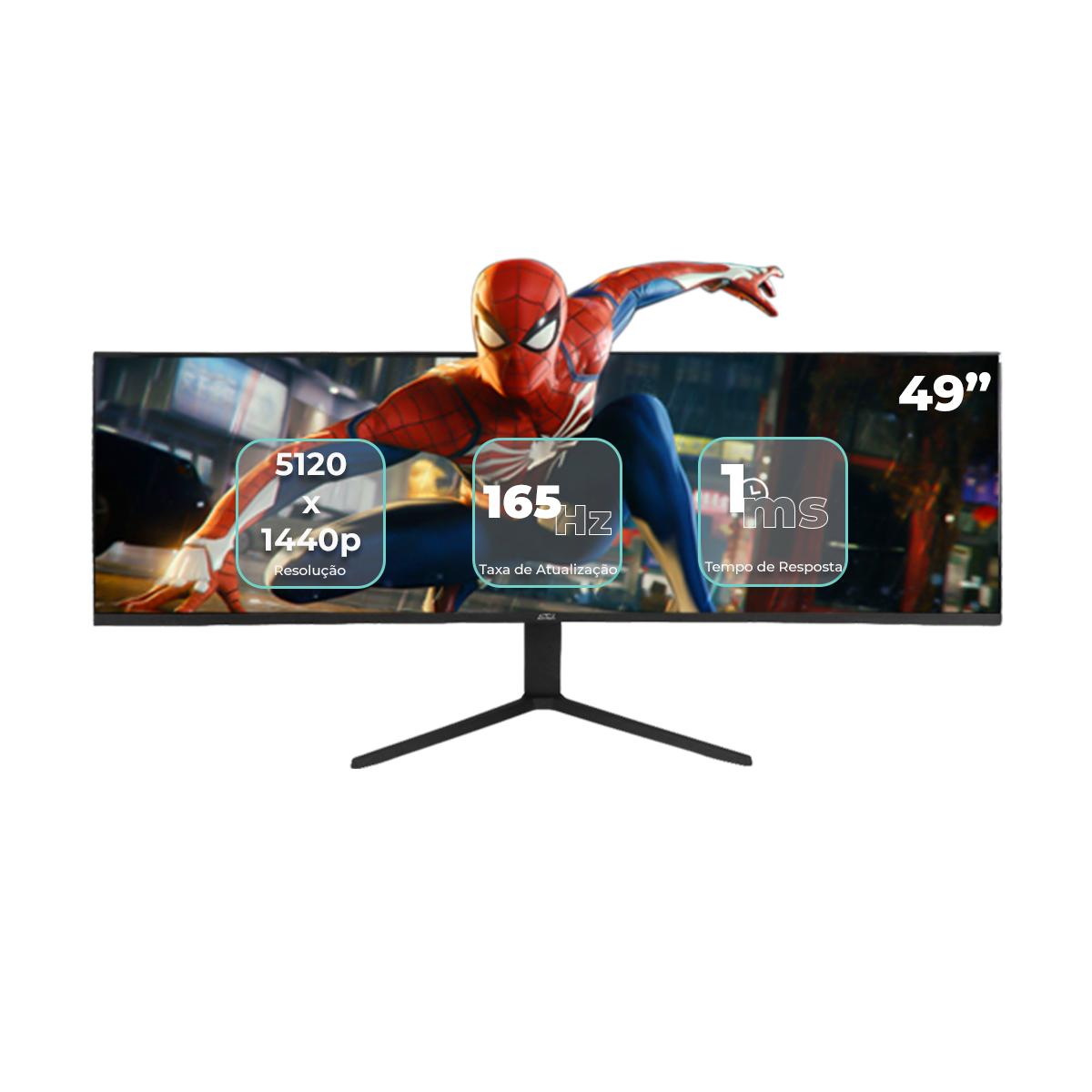 Monitor Gamer Curvo 49'' Aitek UltraWide 165Hz 1ms LED 5120x1440 HDMI - DELTA-M4922AUCPRO