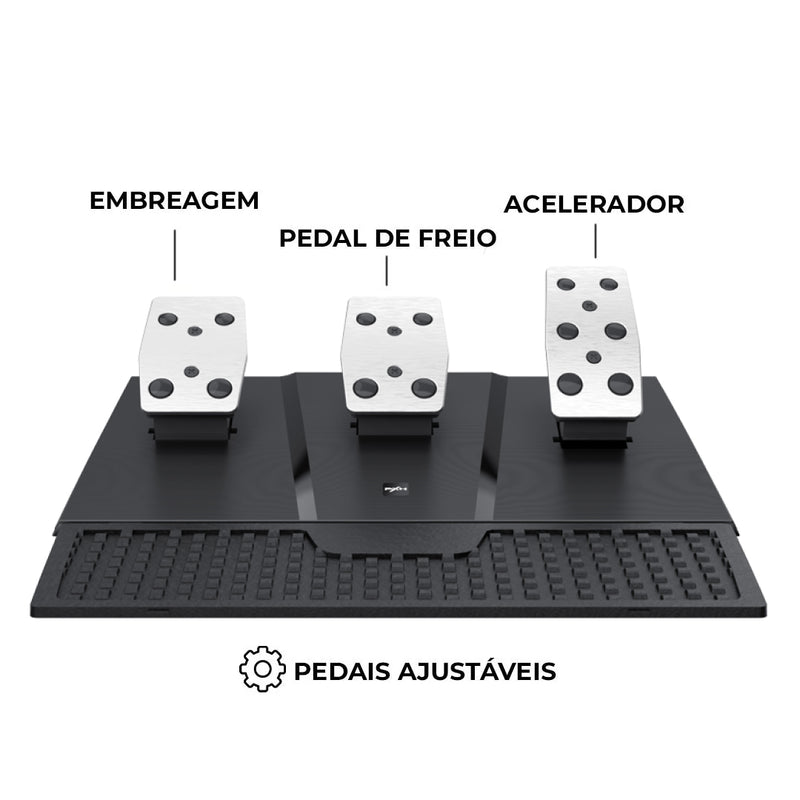 Kit Simulador de Corrida PXN-V9 Volante Vibração + Câmbio + Pedais Acelerador, Freio e Embreagem