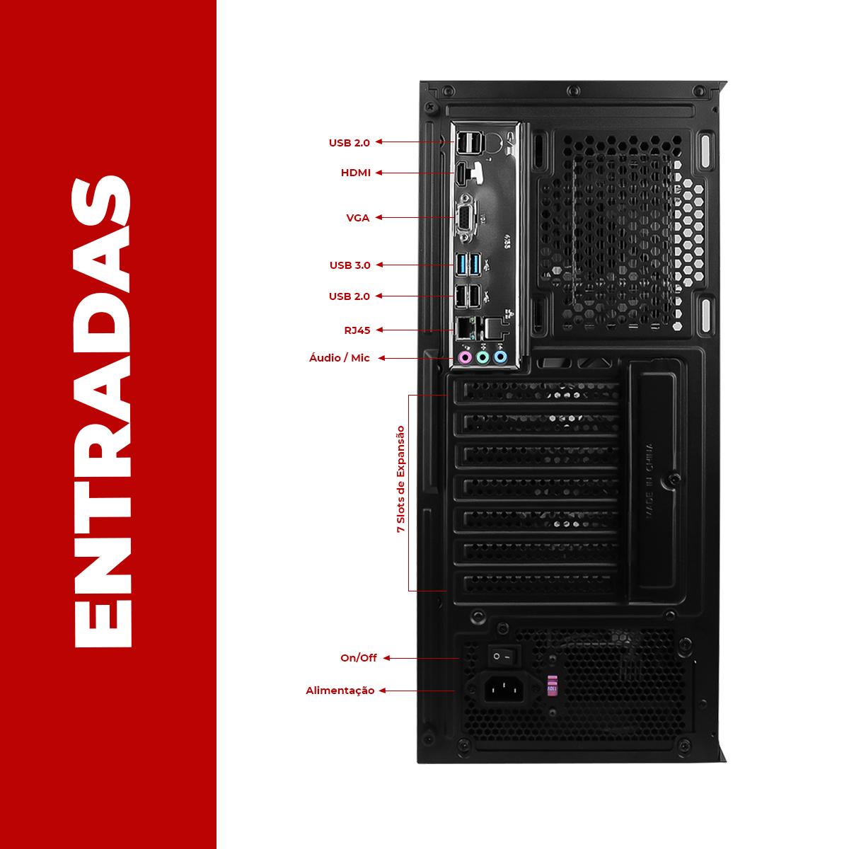 Computador Desktop AMD Ryzen Aitek 7 5700G 16GB DDR4 SSD 512GB Windows 11 Gamer Produtividade - DELTA-G57BB