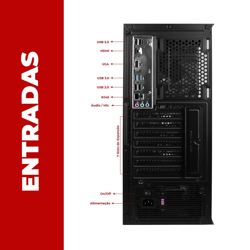 Computador Desktop AMD Ryzen Aitek 7 5700G 16GB DDR4 SSD 512GB Windows 11 Gamer Produtividade - DELTA-G57BB
