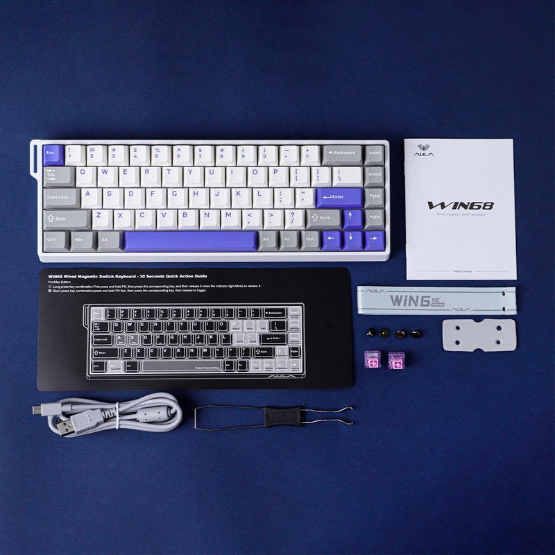 Teclado AULA Win68 HE Max Gamer USB RGB Hall Effect Precisão Profissional