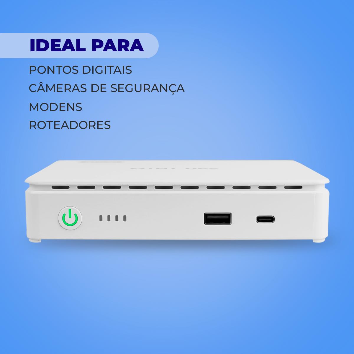 Mini UPS Compacto Knup 35W Bivolt Saídas DC POE USB-C Para Câmeras - KP-588