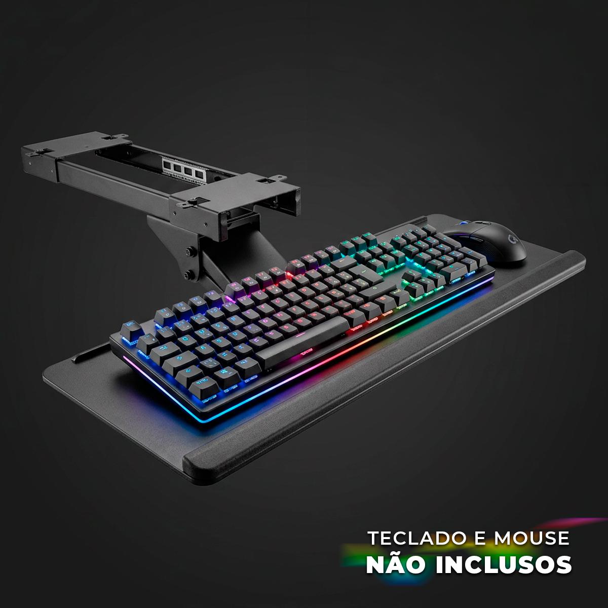 Suporte Retrátil Para Teclado Oderço com Apoio em Gel Bandeja Ergonômica Ajustável com Trilho Deslizante para Mesa - PLMST01A