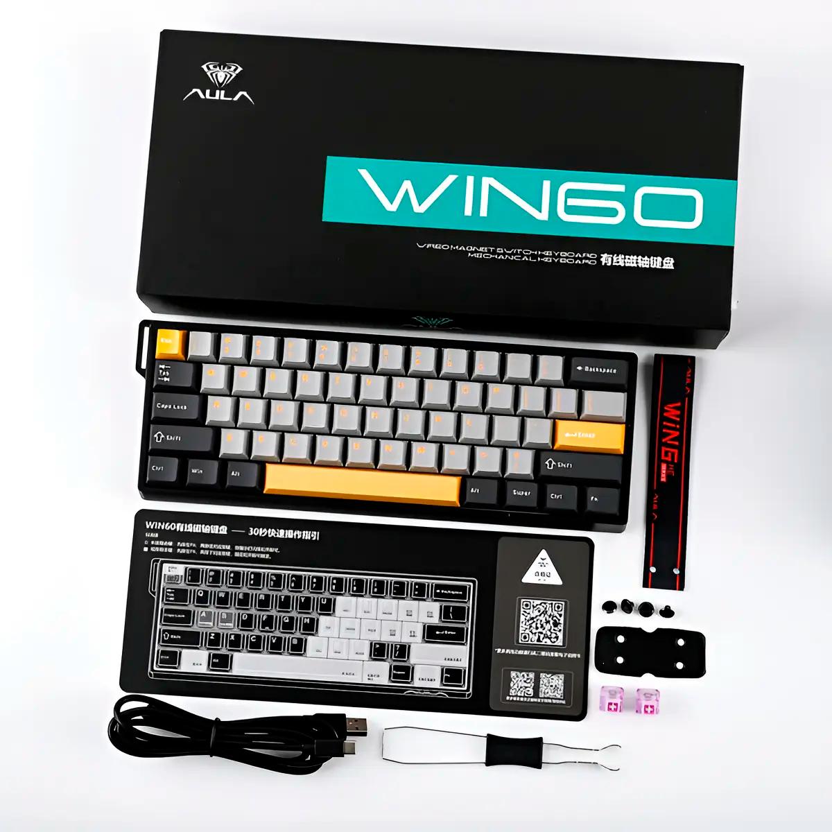 Teclado Gamer AULA 60HE MAX Polling Rate 8000Hz Plug And Play USB-C