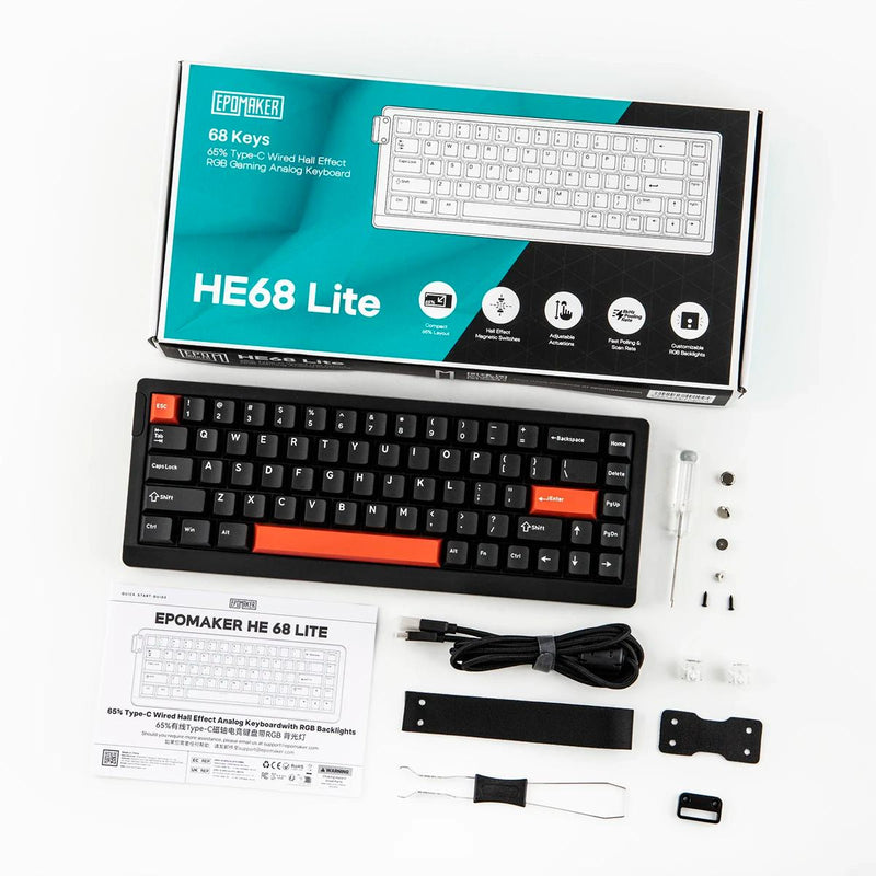 Teclado Gamer EPOMAKER HE68 Lite Magnético Hall Rgb 65% 8Khz