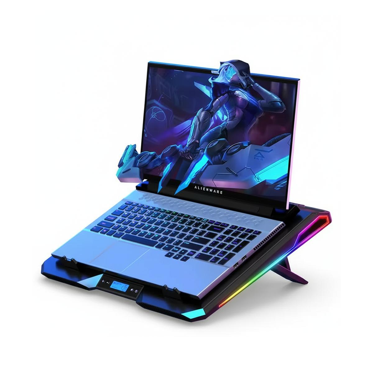 Base Notebook RGB Aitek com Ventoinha Turbo 7 Níveis de Altura Tela LCD Refrigeração Potente - DELTA-B3122GG