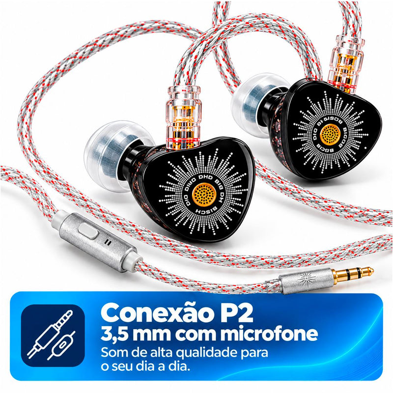 Fone In Ear Kiwi Chorus com Microfone e Driver Dinâmico de DLC para Som Hi-Fi