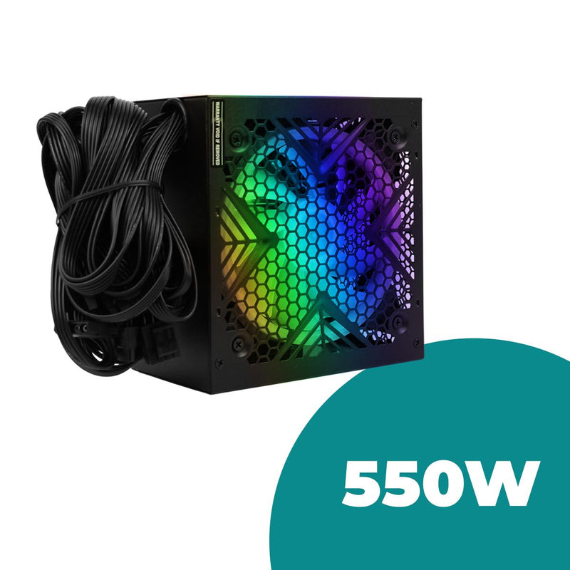 Fonte ATX 550W RGB Silenciosa Aitek Compatível Intel AMD com Cooler 120mm - DELTA-F550-P