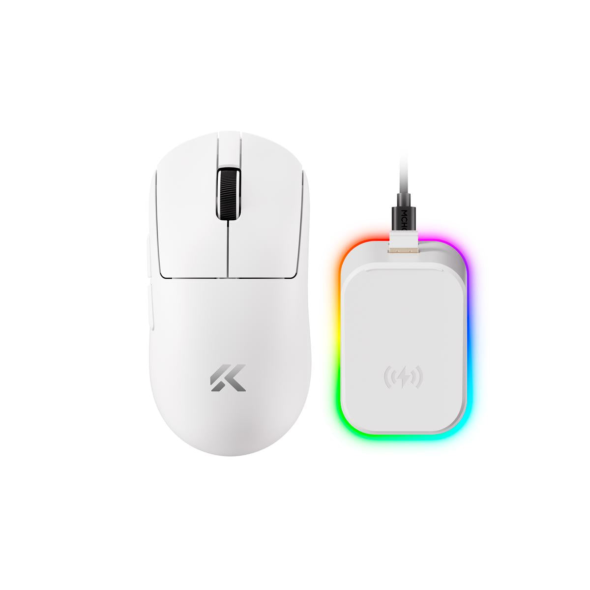 Mouse Gamer Sem Fio Ultraleve com Base de Carga Magnética RGB – 8000Hz e 42000 DPI