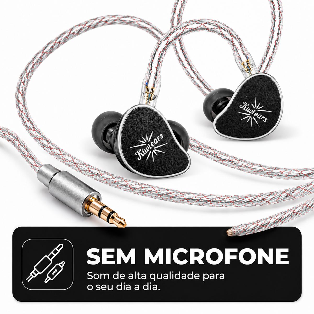 Fone In Ear  Kiwi Ears Belle Hi-Fi com Driver DLC 10mm e Cabo P2 Removível