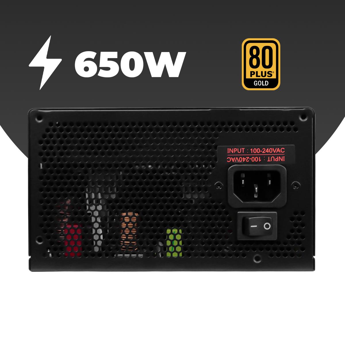 Fonte ATX Gamer 650W Revenger Modular 80 Plus Gold Bivolt PFC Ativo Silenciosa Power Supply - FO-MAX07