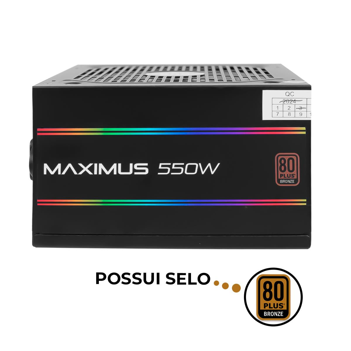 Fonte Gaming ATX 550W Revenger Maximus RGB 80 Plus Ultra-Silenciosa PFC - FO-MAX01RGB
