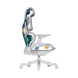 Cadeira Gamer Ergonômica Elements Vector Branca/Verde Reclinável 135° e Suporta até 136kg - ELEM-72123