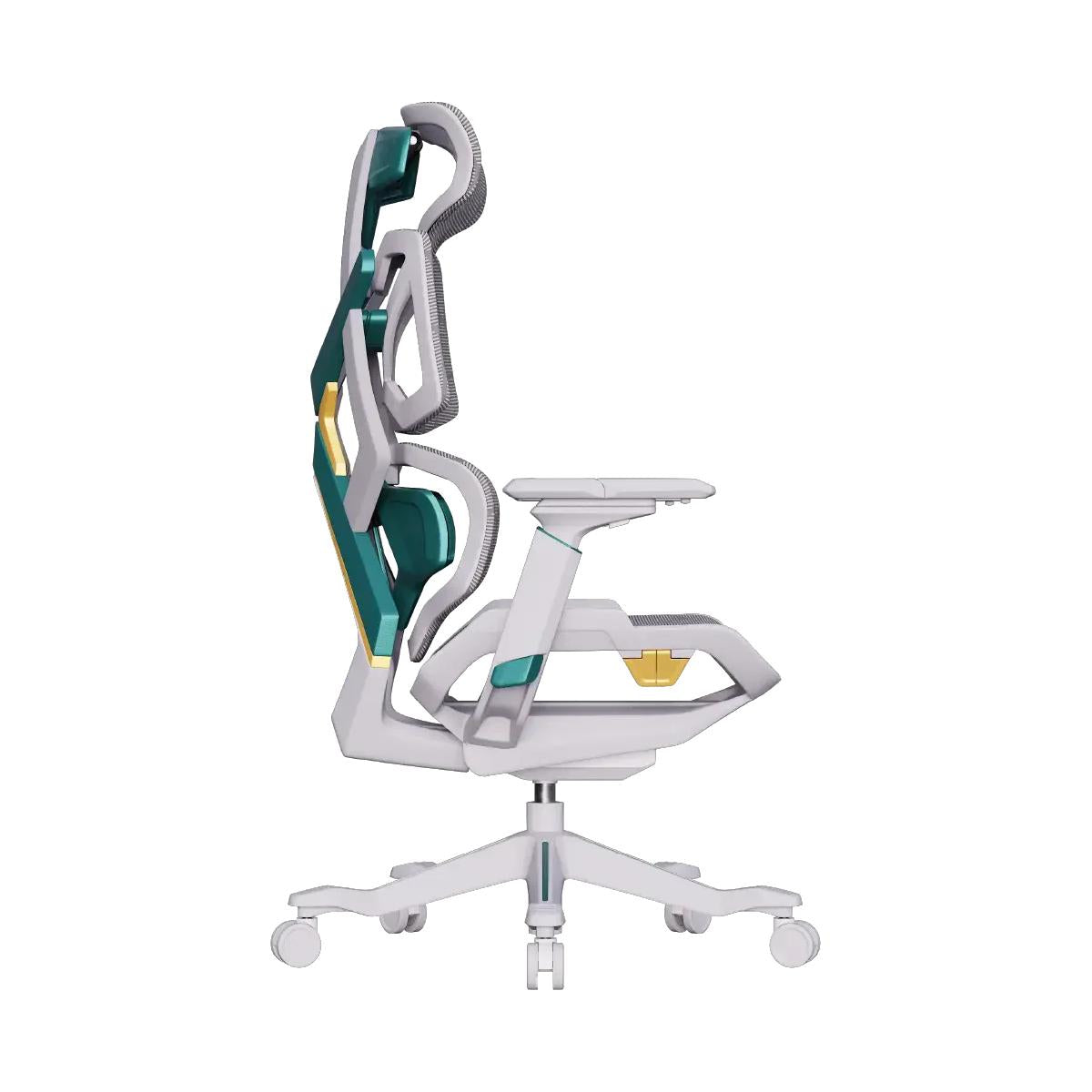 Cadeira Gamer Ergonômica Elements Vector Branca/Verde Reclinável 135° e Suporta até 136kg - ELEM-72123